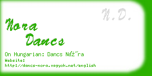 nora dancs business card